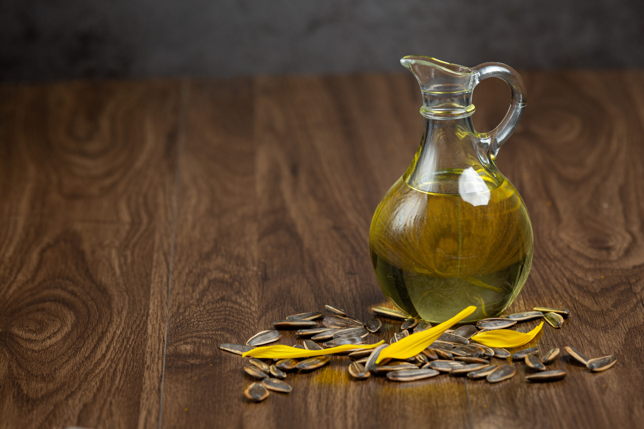 Sunflower oil on the table